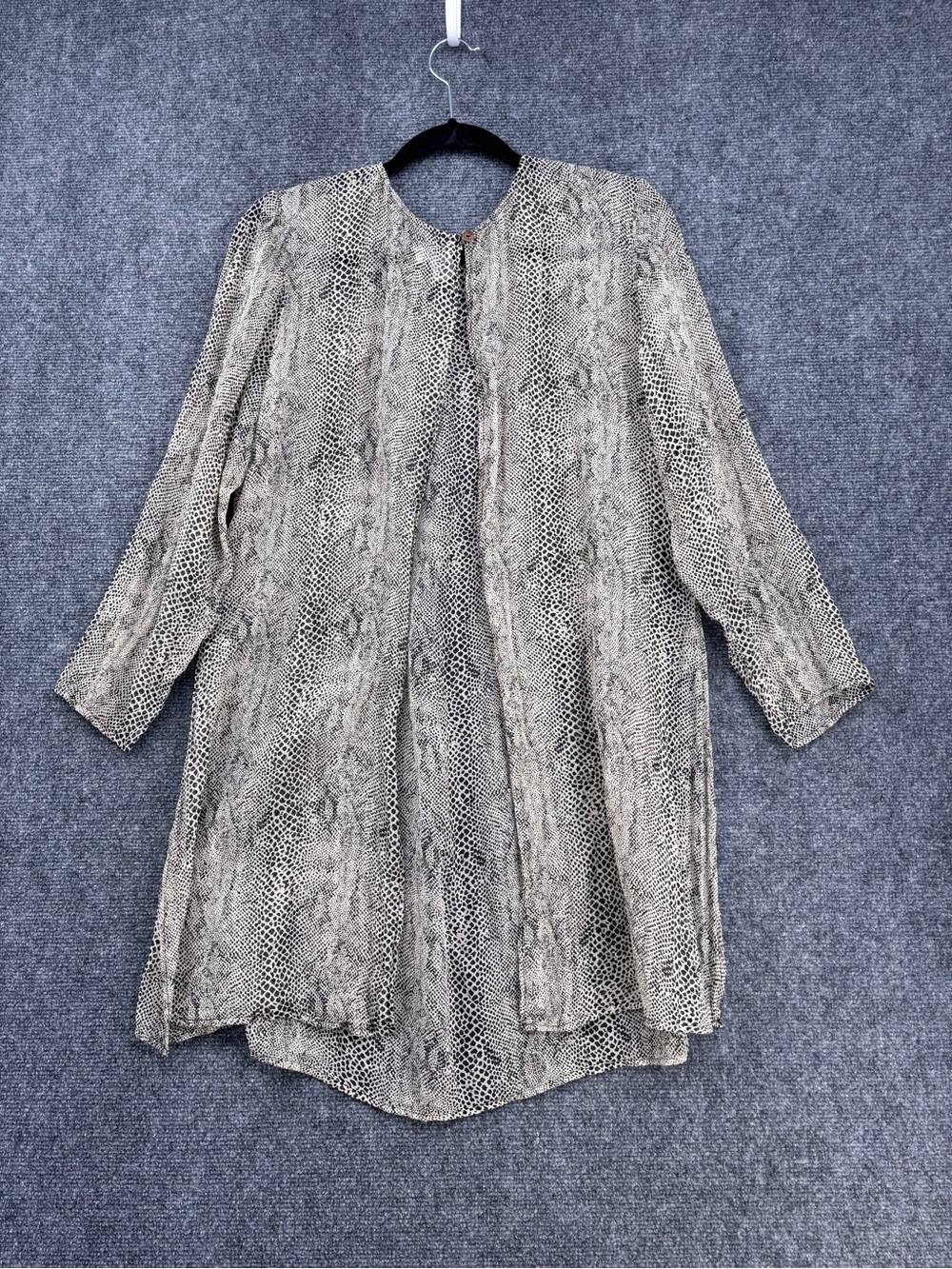 VTG Robbie Bee Silk Snakeskin Print Sheer Open Front Top Women’s 10